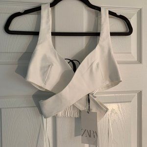 Zara white crop top